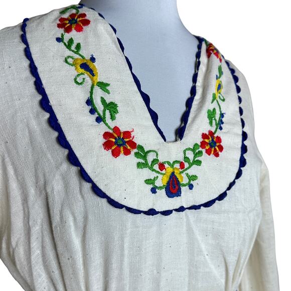 Vintage Sears Fashion CottageCore Maxi Boho Dress Embroidered 6/8 Small 70s - Picture 4 of 11